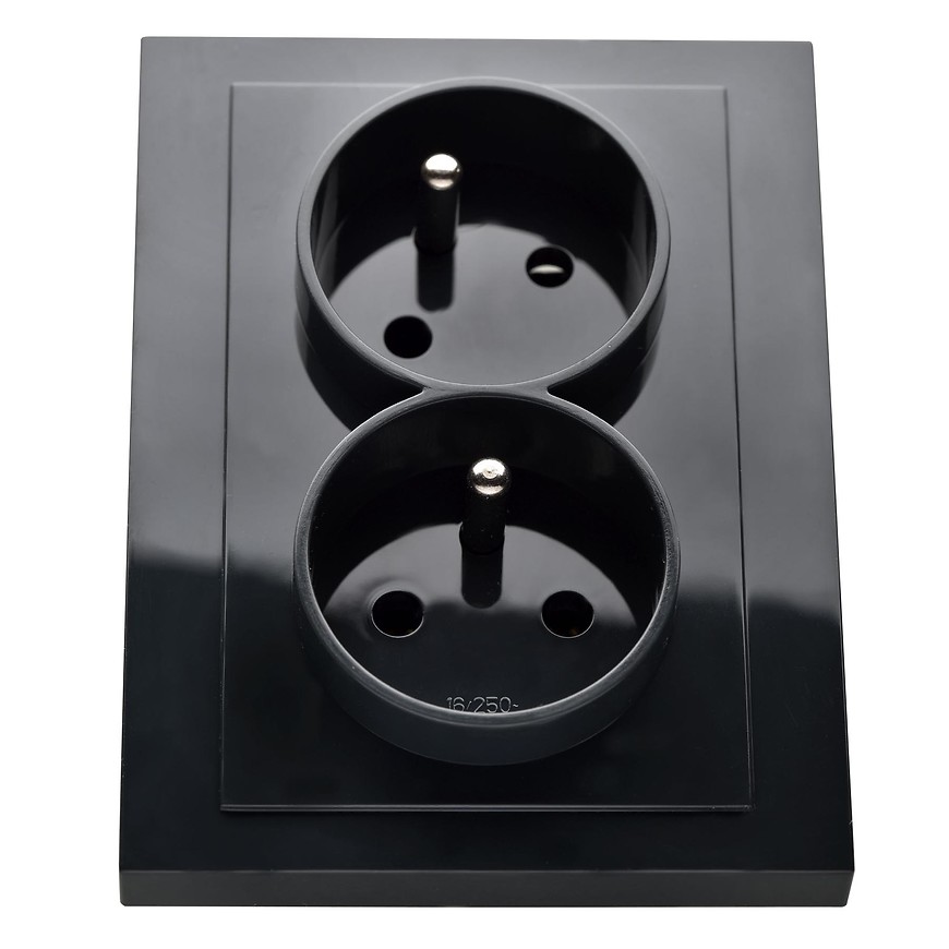 Dvojzásuvka Cubus grafit 28516 TESLA