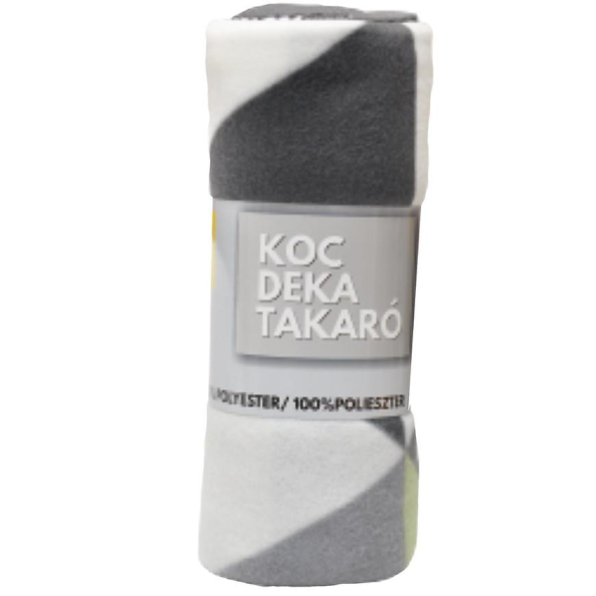 Fleecová deka CL1807004 trojúhelníky šedá zelený 130x17 BAUMAX