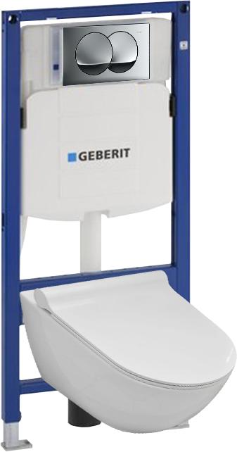 Geberit steláž duofix basic 111.153.00.1 + tlačítko + wc misa závěsná rimless se sedatkem soft close GEBERIT