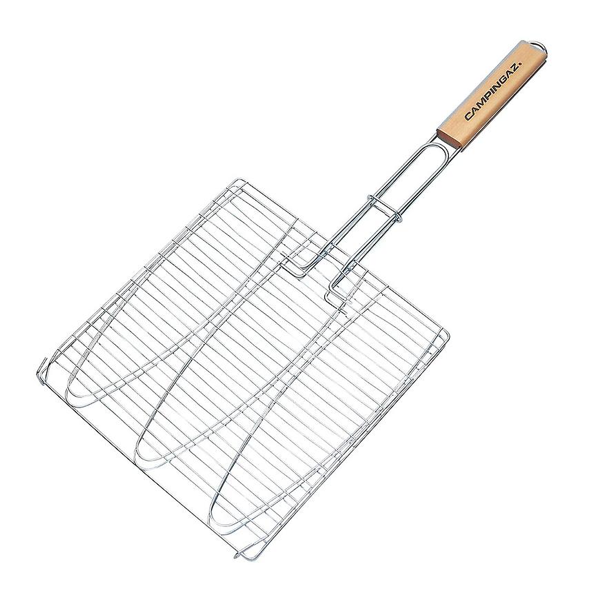 Grilovací rošt na 3 ryby s dřevěnou rukojetí BAUMAX