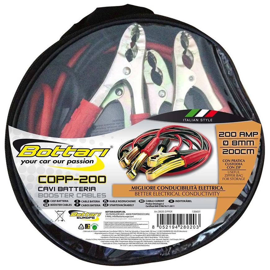 Kabely Startovací 200A zipper 8MM 200CM BOTTARI