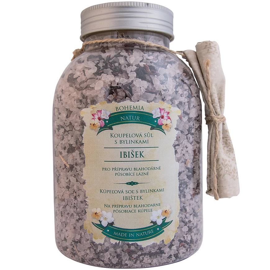 Koupelová sůl s bylinkami relaxační s ibiškem 1 200 g BOHEMIAGIFTS