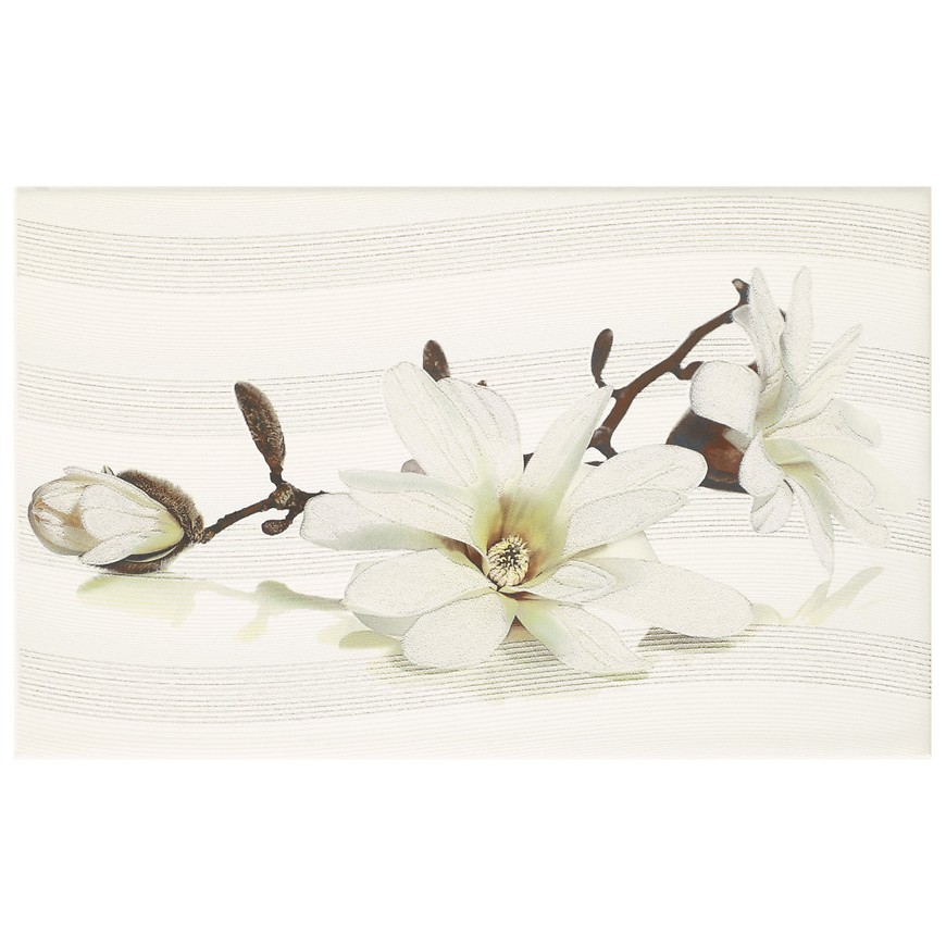 Nástěnný obklad Lira white inserto flower 25/40 OPOCZNO