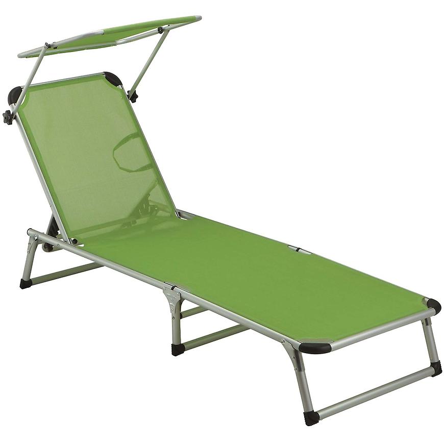 Plážové lehátko se stínidlem 198 x 61 x 25 cm zelené BAUMAX