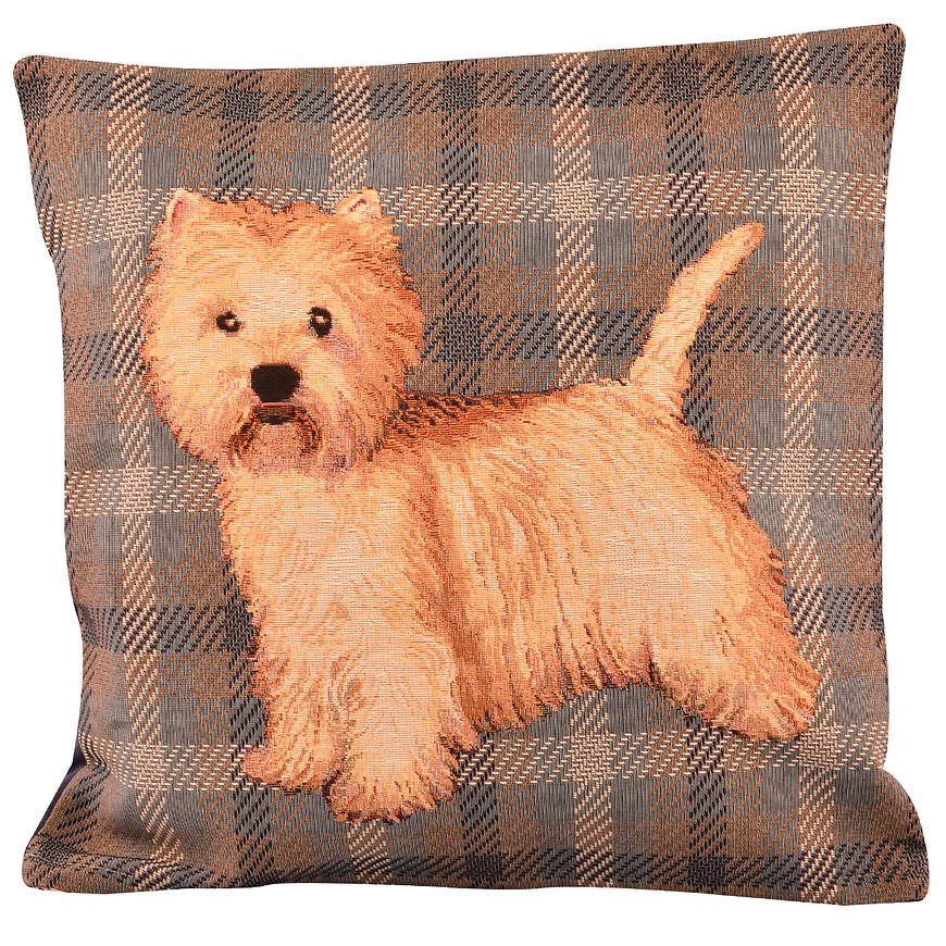 Povlak na polštář 45x45 gobelín teriér modrá VESNA