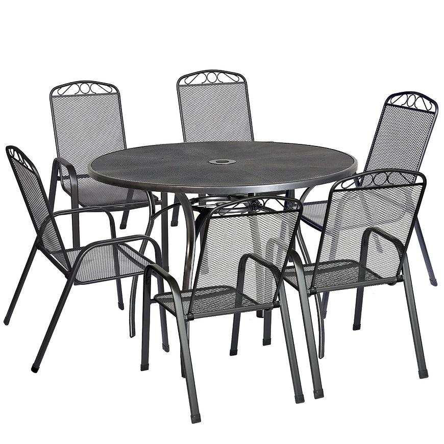 Sada kovového nábytku kulatého stolu +6 židlí BAUMAX