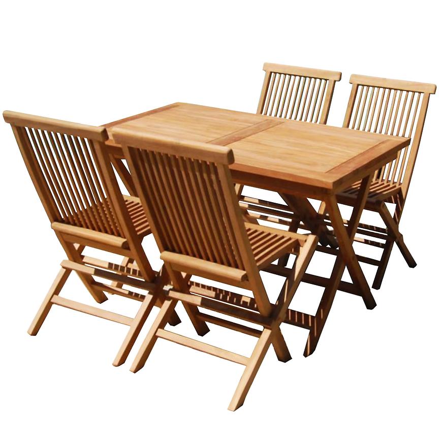 Sada nábytku teak dřevo obdélníkový stolek+4 židle BAUMAX