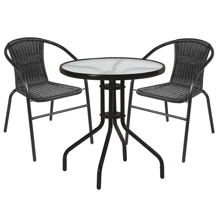 Sada technorattan Bistro 2+1 černá BAUMAX