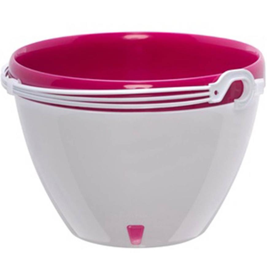 Samozavlažovací závěsný květináč Vista bílá/fuchsia ø 22cm – 3