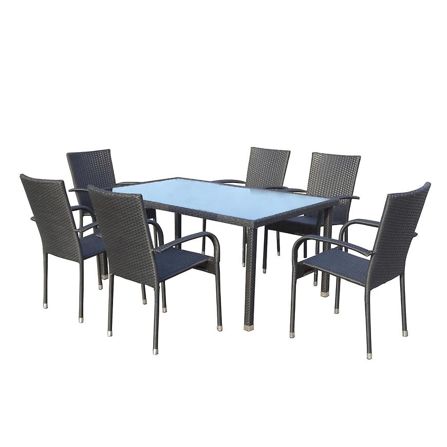 Zahradní sada technoratan stůl+6 židlí černá BAUMAX