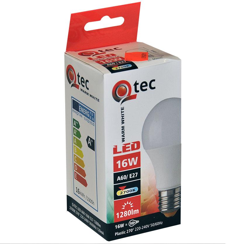 Žárovka LED QTEC A60 16W E27 2700K BAUMAX
