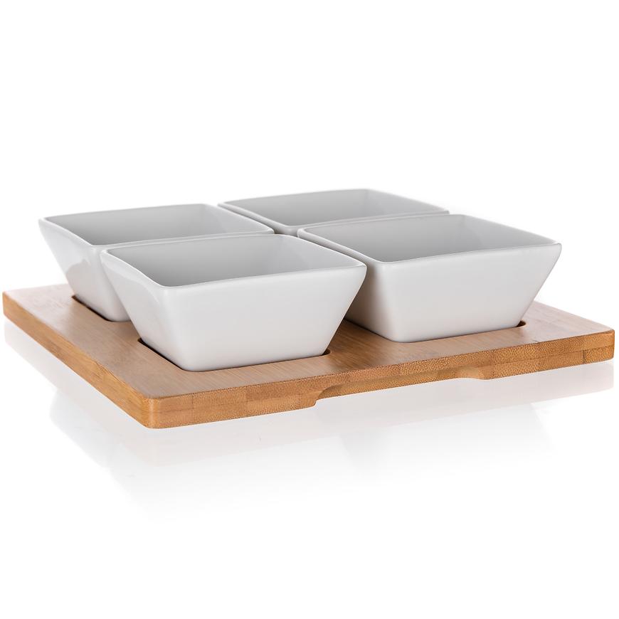 4 misky a tác bambus 20x20cm 5d 27051021 BAUMAX