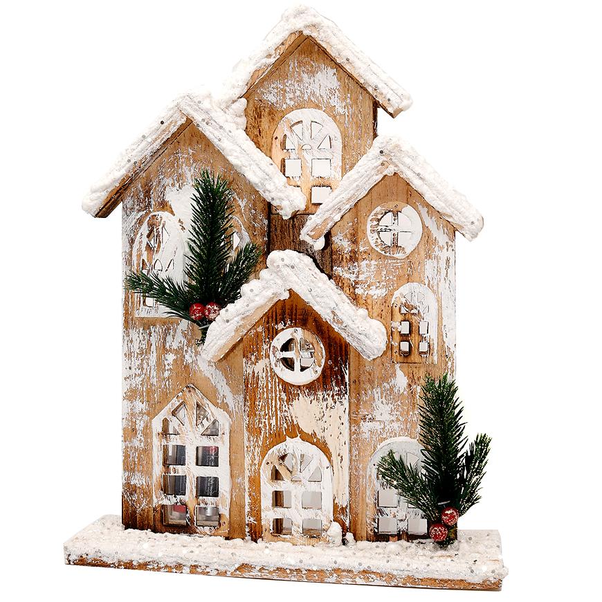 Domeček dřevěný 2D S 10 LED - 32 cm BAUMAX