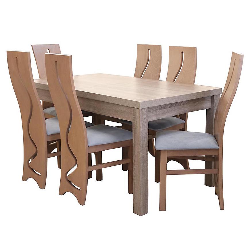 Jídelní set Adek 1+6 Dub Lanýž 140x80+80 BAUMAX