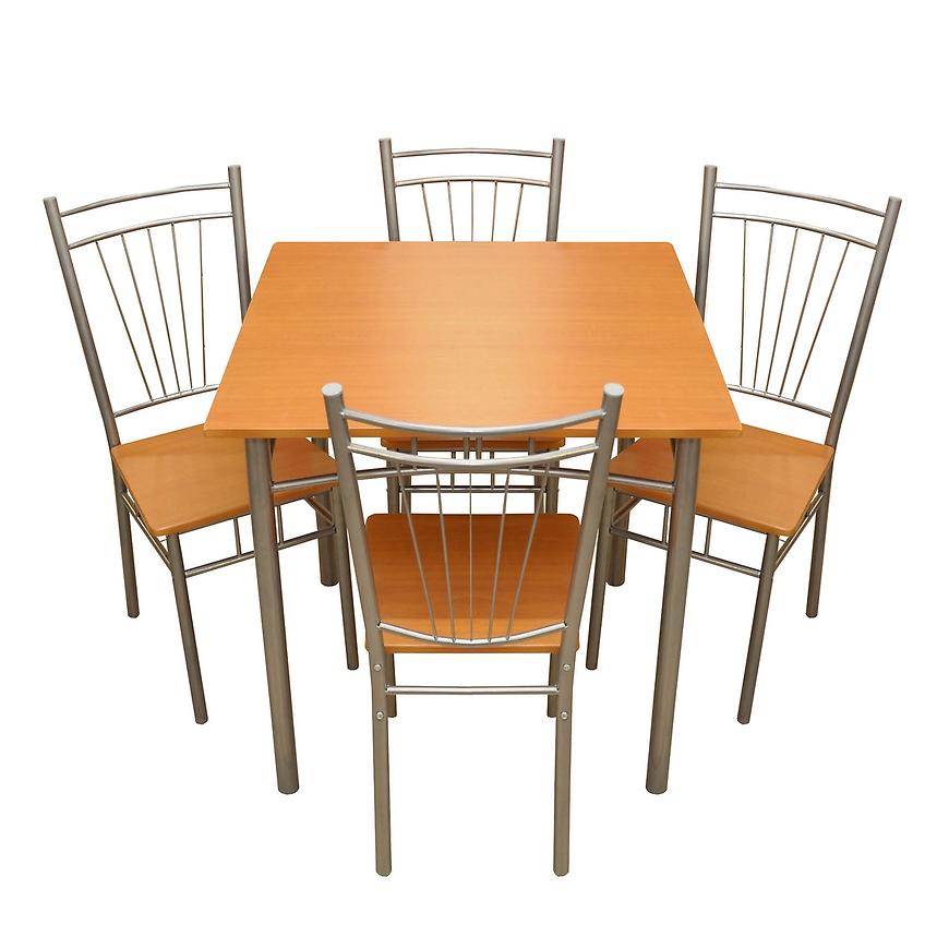 Jídelní set Dorota 1+4 Stříbrný/Višeň 76x76 BAUMAX