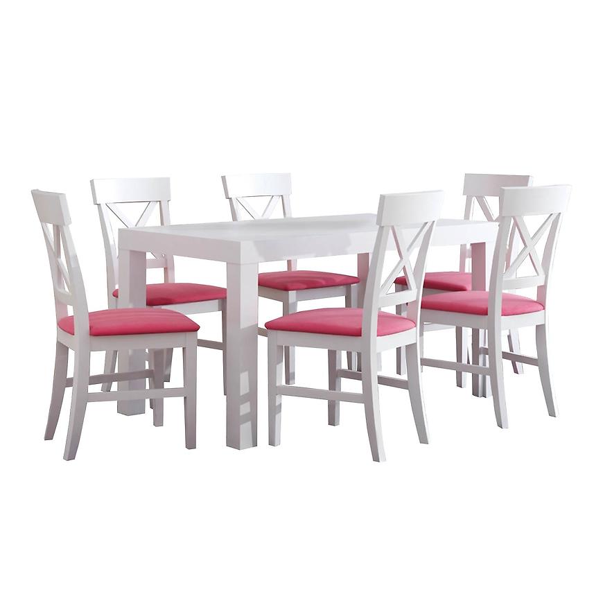 Jídelní set Fabian 1+6 Bílý/Růžový 180x90+50 BAUMAX