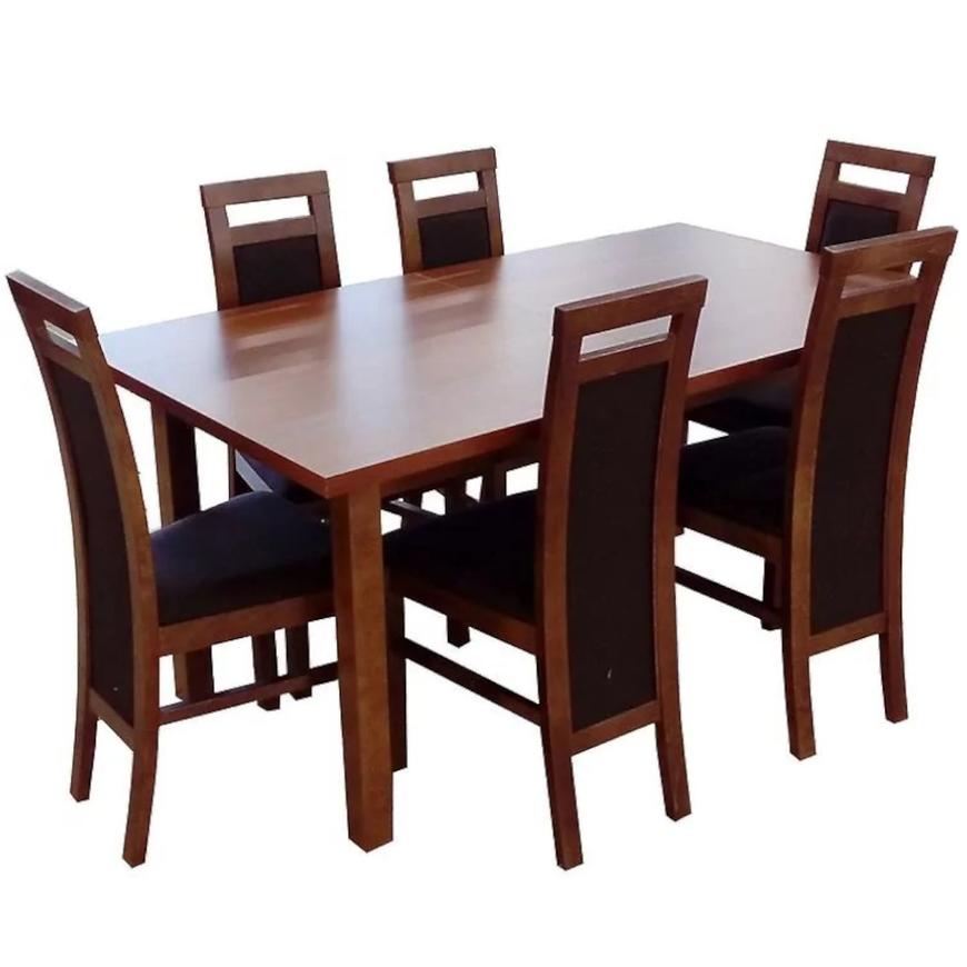 Jídelní set Manchester 1+6 Ořech Světlý 160x90+40L BAUMAX