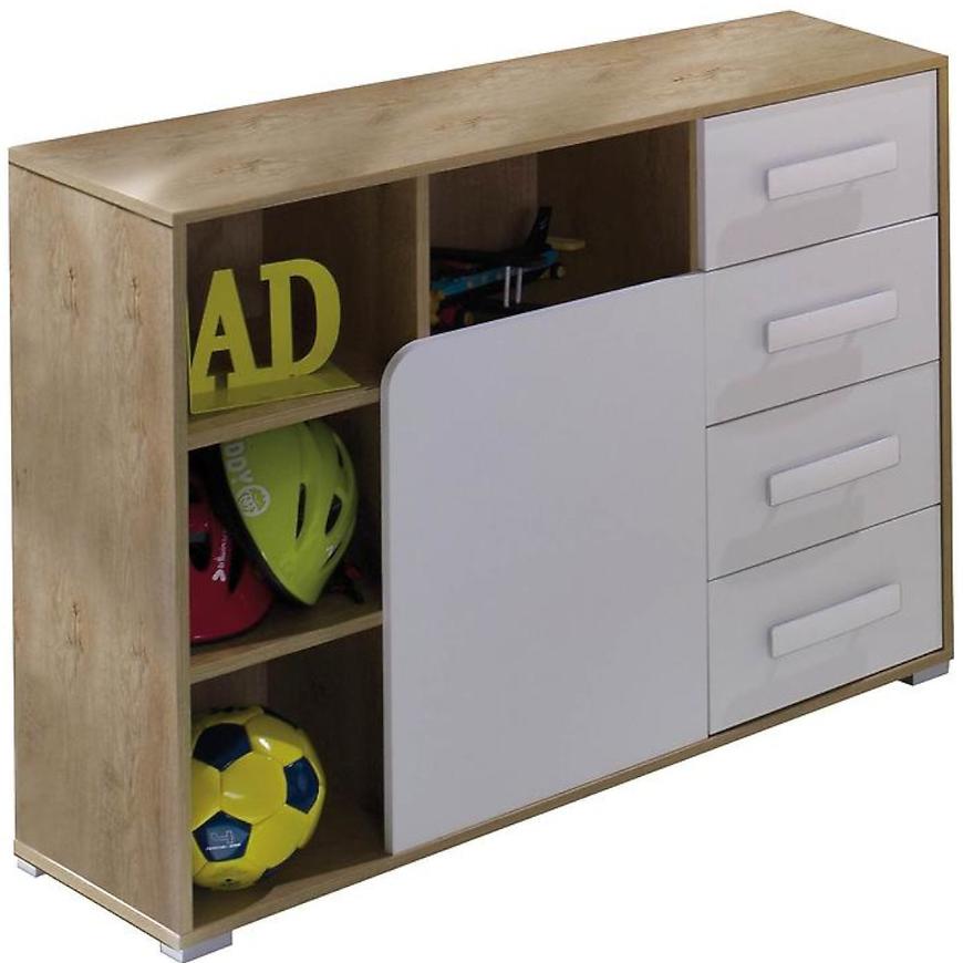 Komoda Bruno 110 cm Dub Lefkas/Bílý/Žlutý BAUMAX