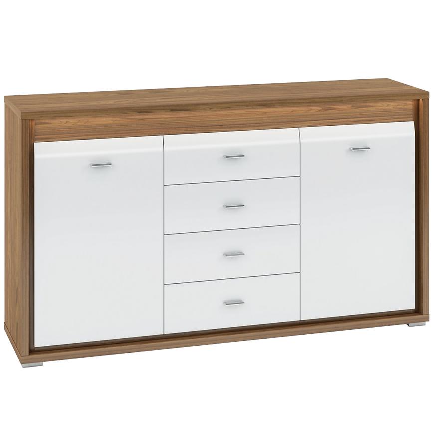 Komoda Dallas 165cm Orech/Bílý Lesk/Orech BAUMAX