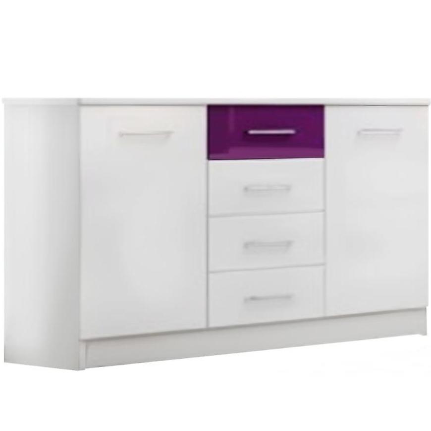 Komoda Dubaj 130 cm Bílá/Fialový Lesk BAUMAX
