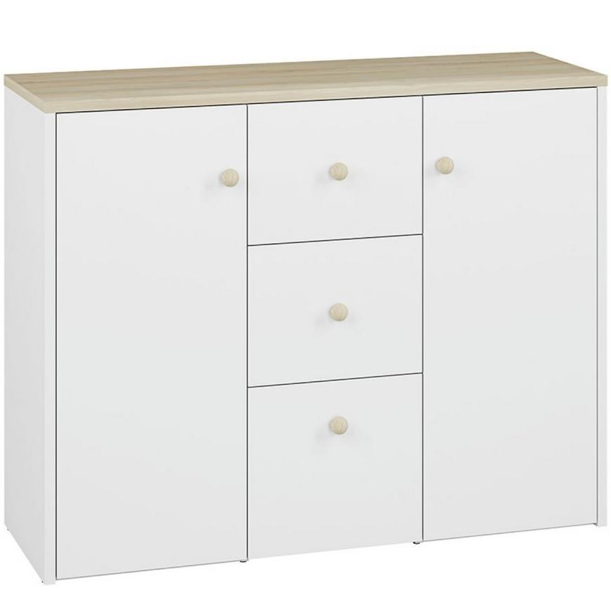 Komoda Elmo 120cm Bílá/Buk Fjord BAUMAX