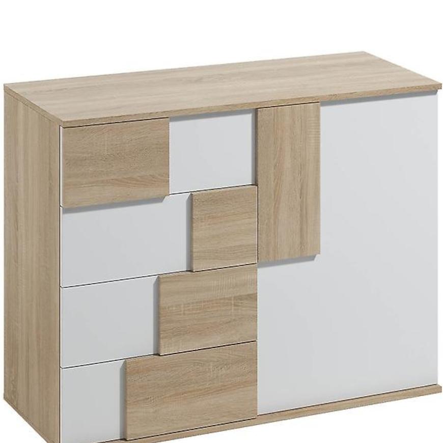 Komoda Elstra I 121cm Dub Sonoma/Bílá BAUMAX