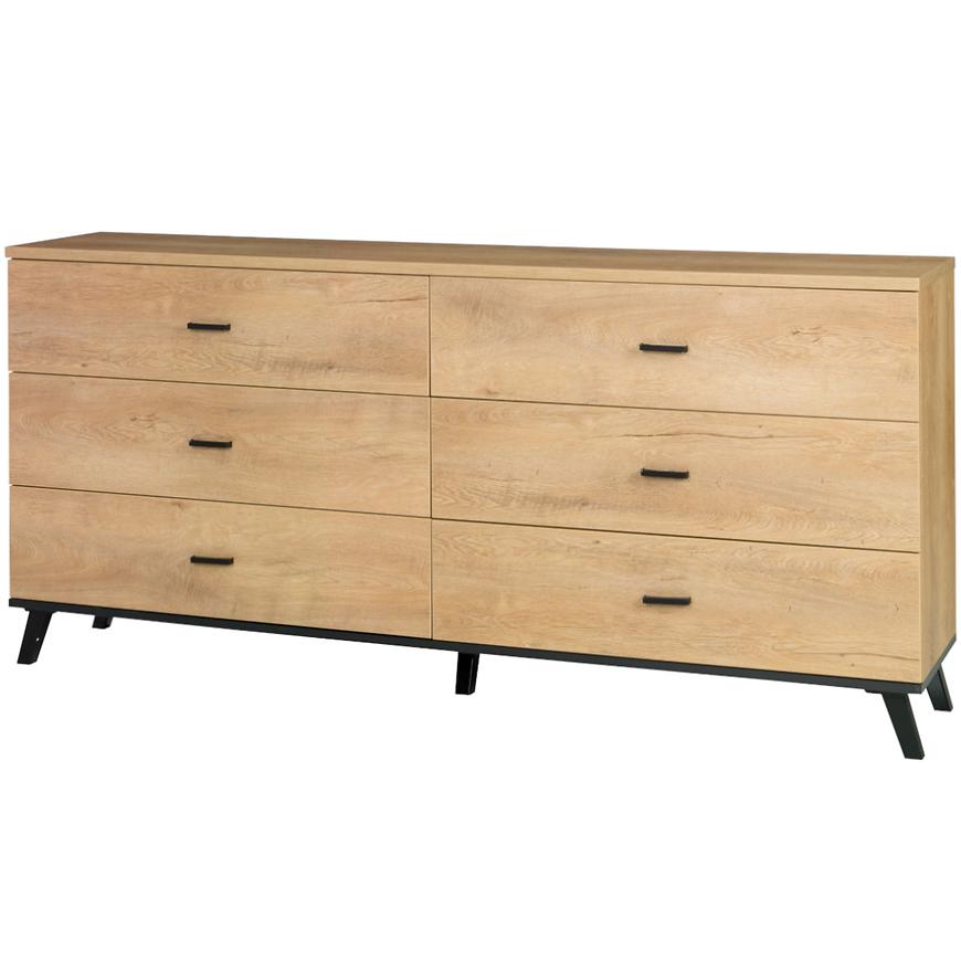 Komoda John 181 cm Dub Lefkas/Černý BAUMAX