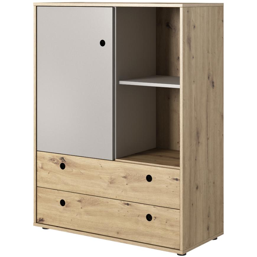 Komoda Kuki 90cm Dub Arisan/Sivá Platina BAUMAX