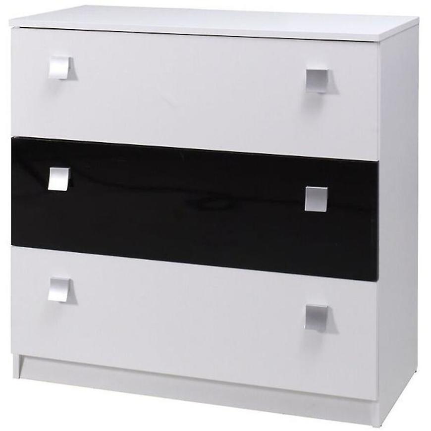Komoda Lux 92 cm Bílý/Černý Lesk BAUMAX