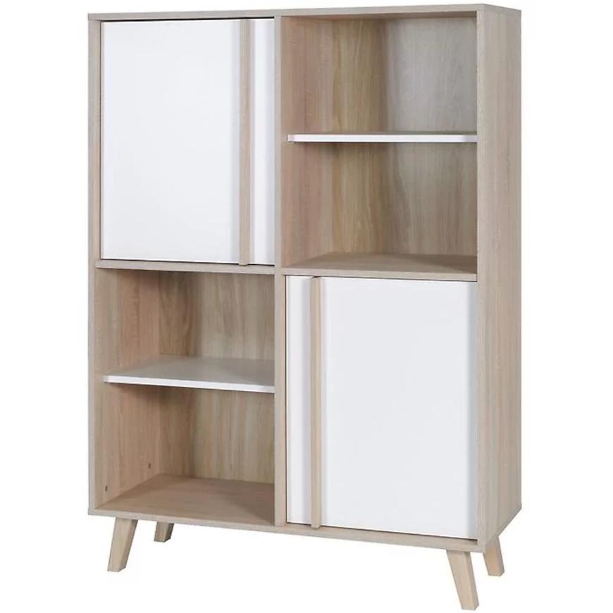 Komoda Malmo 100 cm s prosklením Dub Sonoma/Bílá BAUMAX