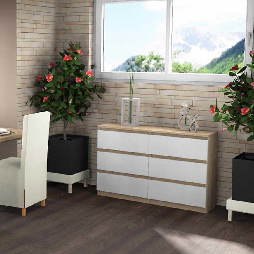 Komoda Pari 118cm Bílá/Dub Sonoma BAUMAX