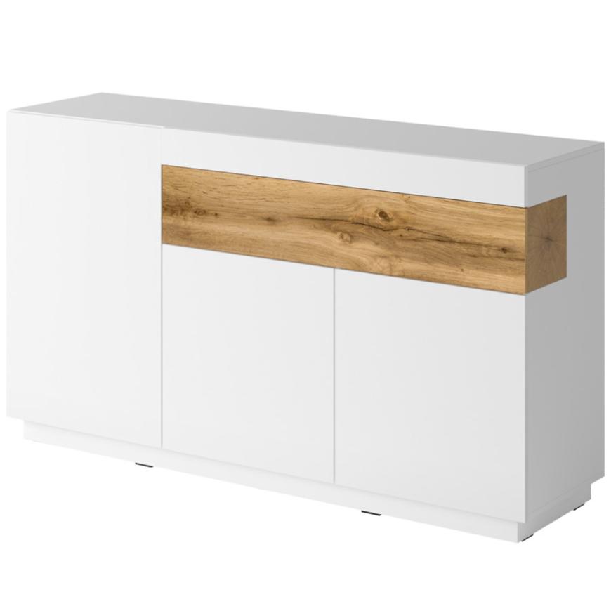 Komoda Silke 150 cm Dub Wotan/Bílá Lesk BAUMAX