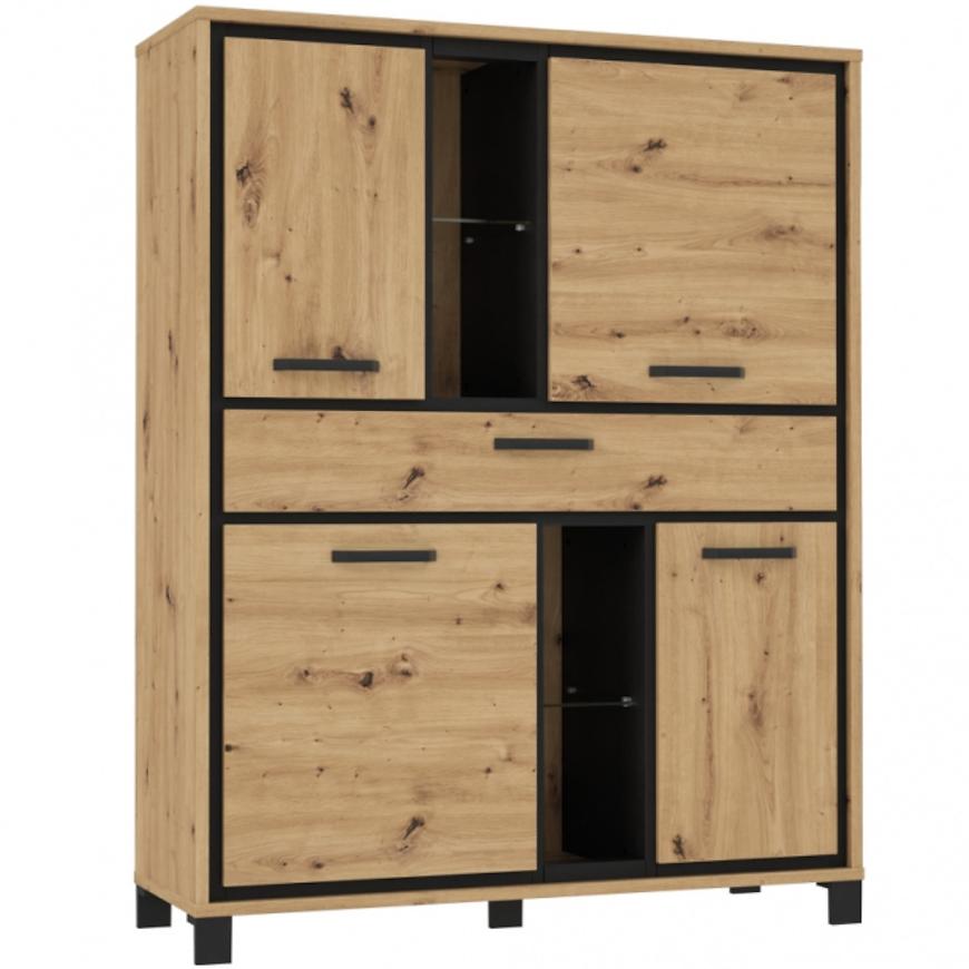 Komoda Trondheim 121cm Dub Artisan/Černá BAUMAX