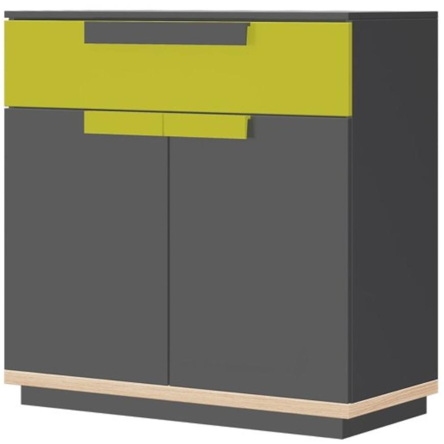 Komoda Wow 95 cm Grafit/Zelená Iguana/Dub Nagano BAUMAX