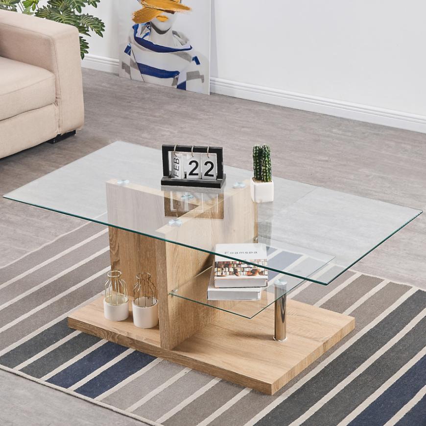 Konferenční Stolek Gibraltar 120cm Dub/Sklo BAUMAX