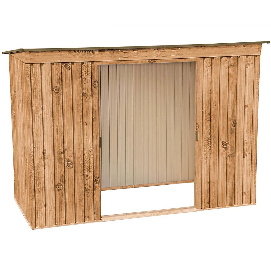 Kovový zahradní domek roz. 1236x2630x1810 hnědý BAUMAX