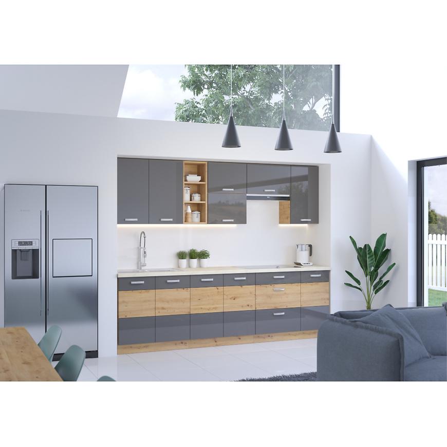 Kuchyňská linka Dub Artisan 260 Šedý Lesk Bez Pracovní Deskou BAUMAX