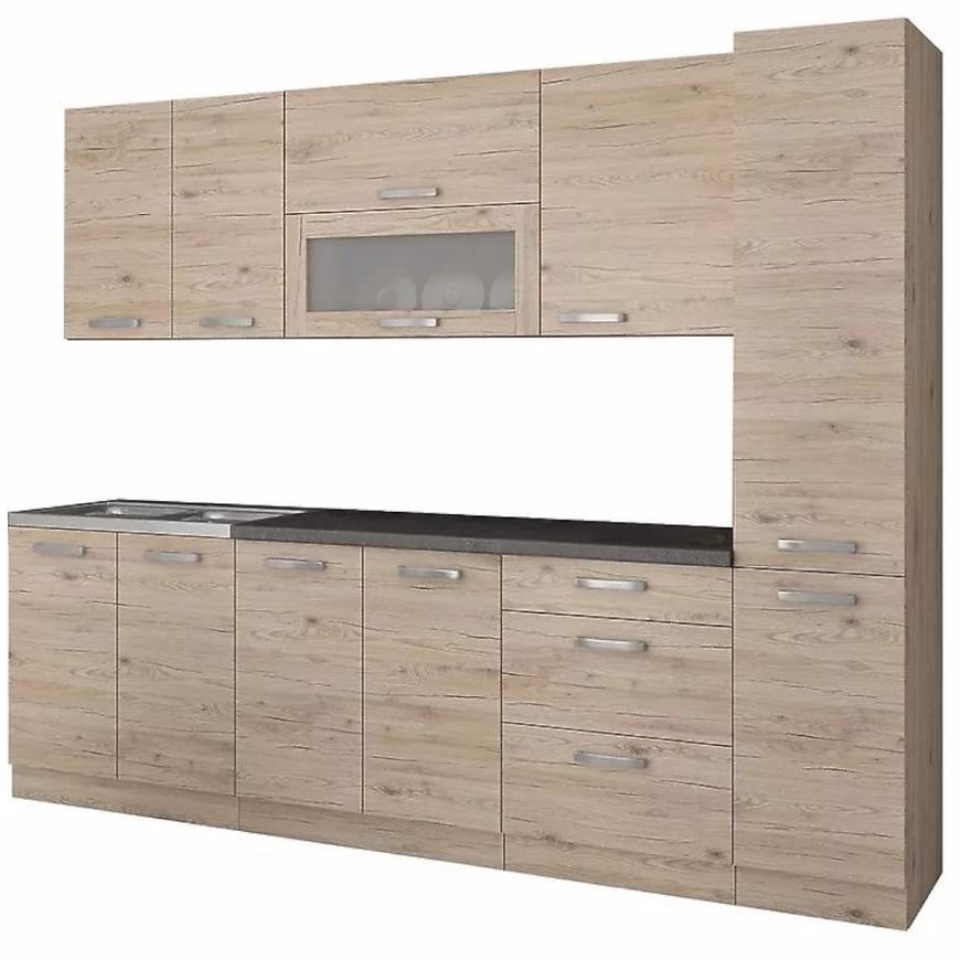 Kuchyňská linka Karolina Dub Bordeaux 260 Bez Pracovní Deskou BAUMAX