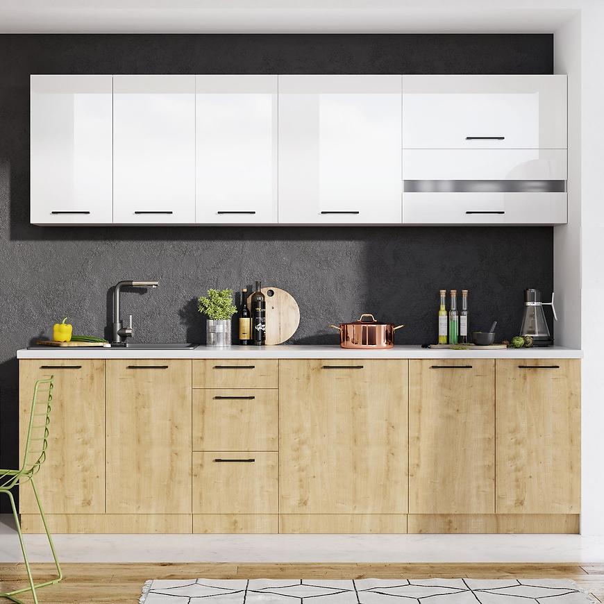 Kuchyňská linka Kaya 260 Bílý Akryl Lesk/Dub Burlington Bez Pracovní Deskou BAUMAX