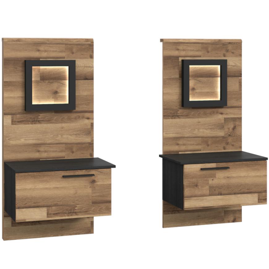 Nocni Stolek Jakobina 58cm Dub/Černá (2 Kus) BAUMAX