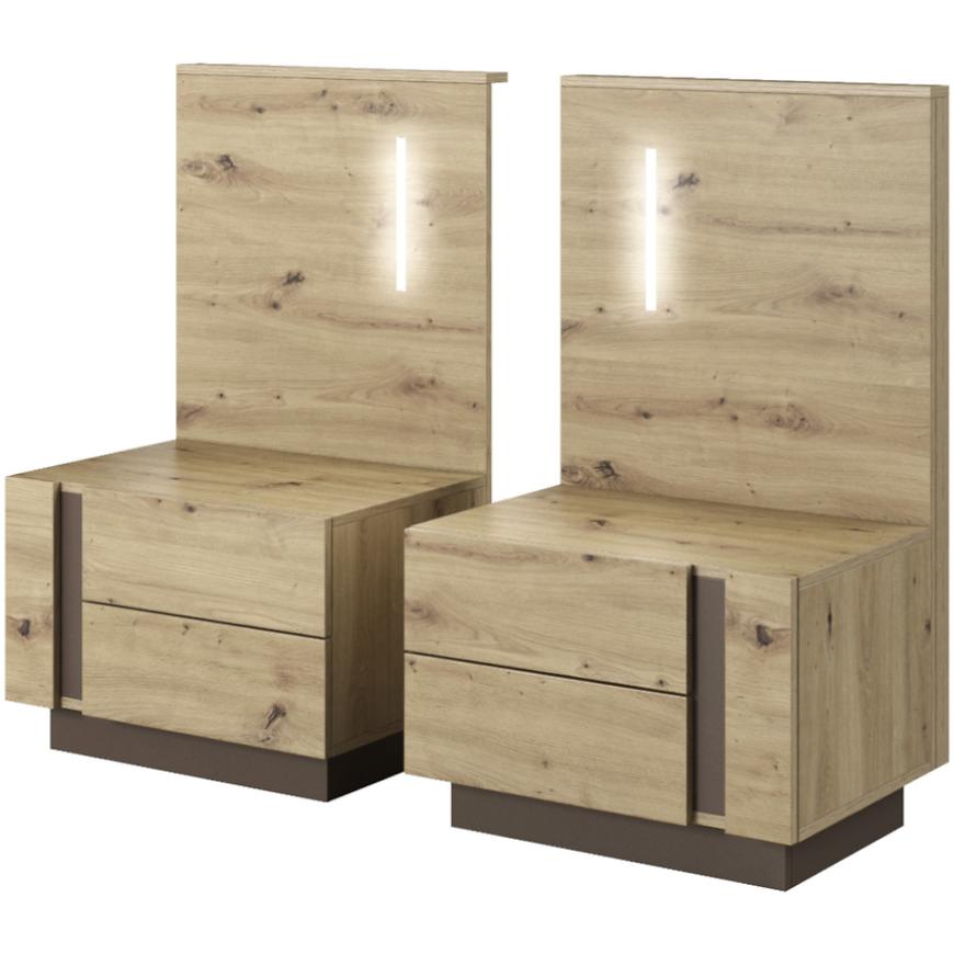 Noční stolek s osvětlením Arco O 2x Dub Artisan/Grafi BAUMAX