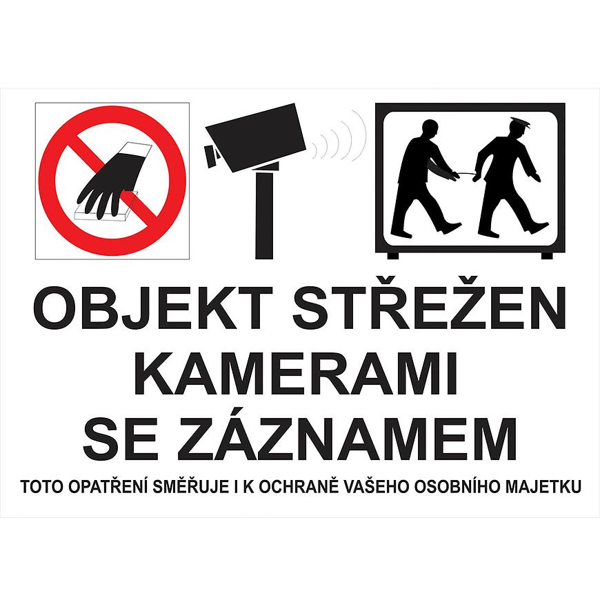 Objekt střežen kamerami se záznamem 210x148mm BAUMAX