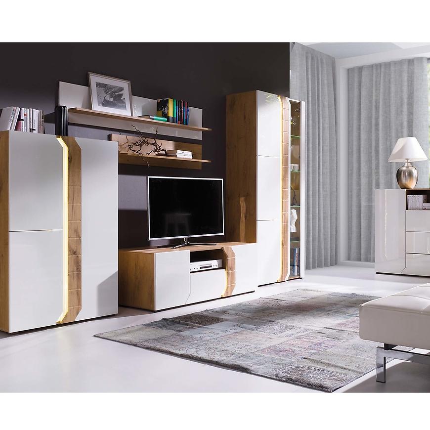 Obývací Stěna Loft 302cm Dub Lancelot/Bílá Lesk BAUMAX