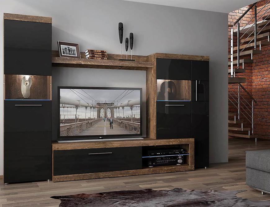 Obývací Stěna Sicily 270cm Hidalgo/Černá Mdf BAUMAX