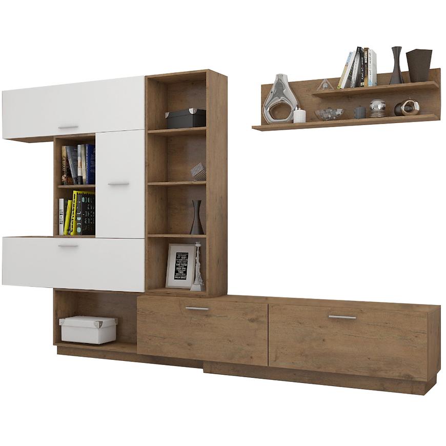 Obývací Stěna Vario 300cm Dub Lancelot/Bílý Lesk BAUMAX