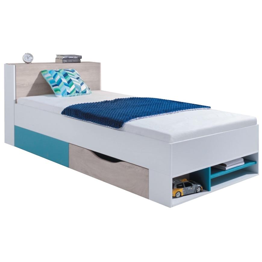 Postel Planet 90 cm Bílý/Dub/Tyrkysový BAUMAX