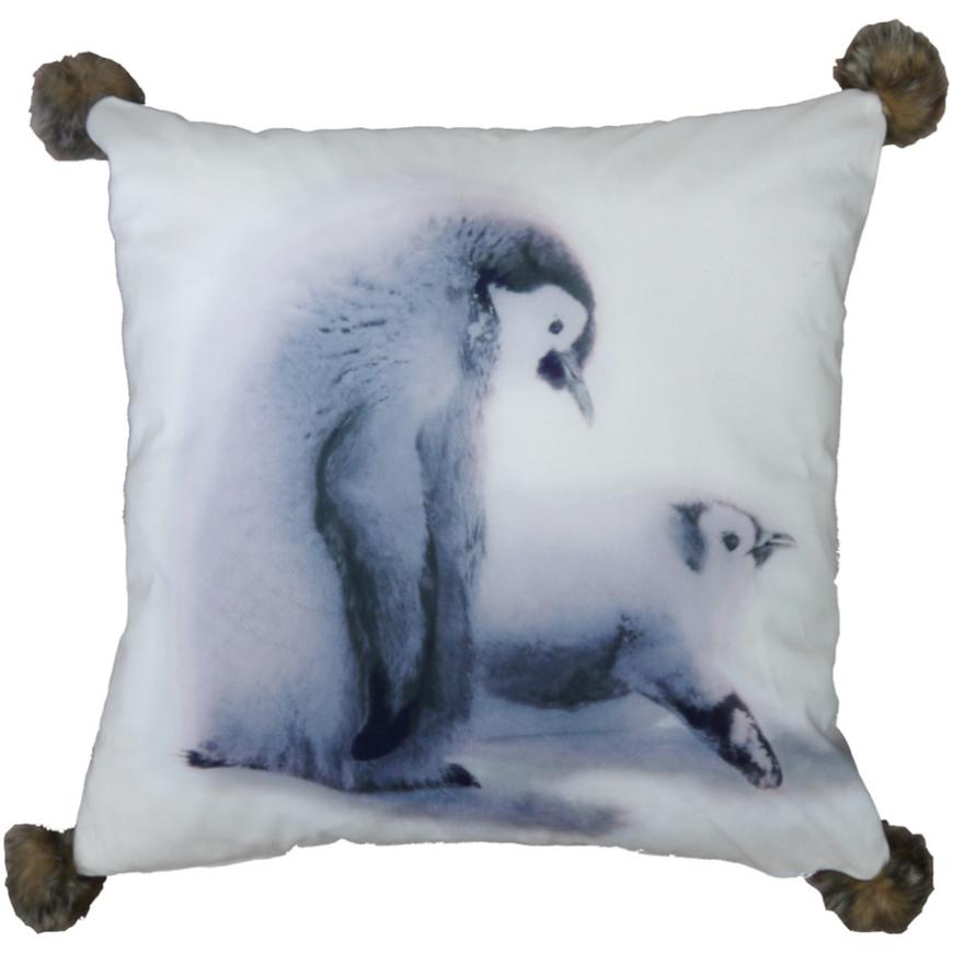 Povlak s bambulkami 45x45 Tučňák BAUMAX