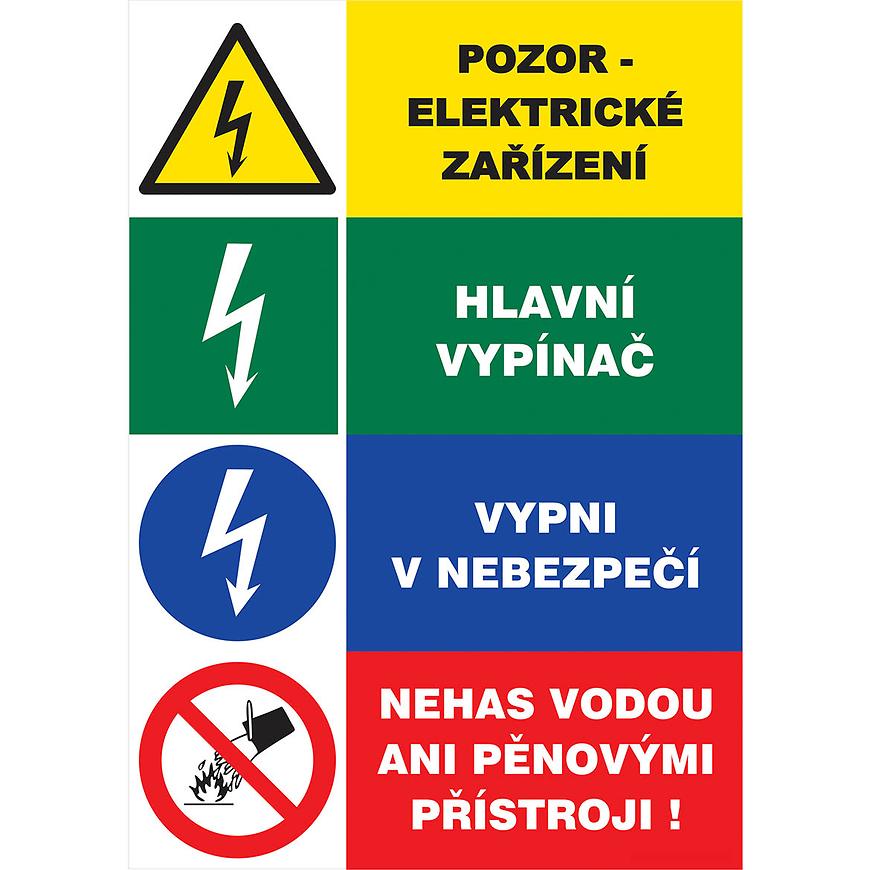 Pozor elektrické zařízení - čtyřkombinace 210x148mm BAUMAX