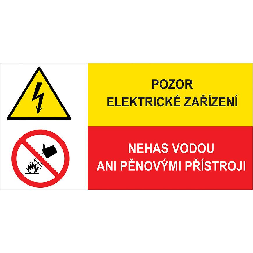 Pozor elektrické zařízení. Nehas vodou ani pěn 150 x 75 mm BAUMAX