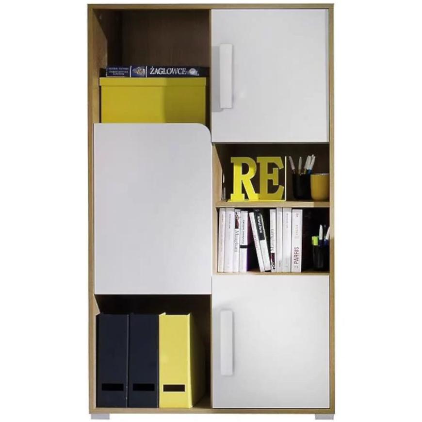 Regál Bruno 80 cm Dub Lefkas/Bílý/Žlutý BAUMAX
